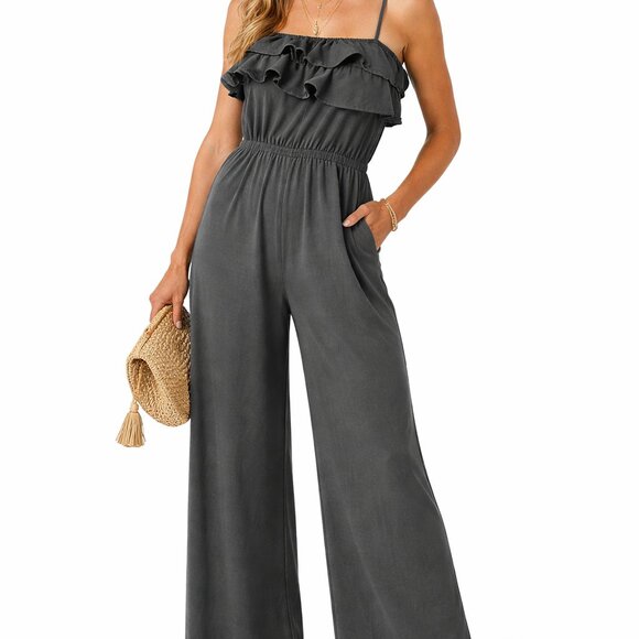 White Birch Black Label Pants - White Birch Black Ruffled Wide Leg Jumpsuit 1XL NWOT Plus Size Boho Chic